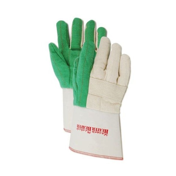 Magid Textile Gloves, Cotton, Gauntlet Cuff Green, Men's (Fits Large), 12 PK G299KGT - main